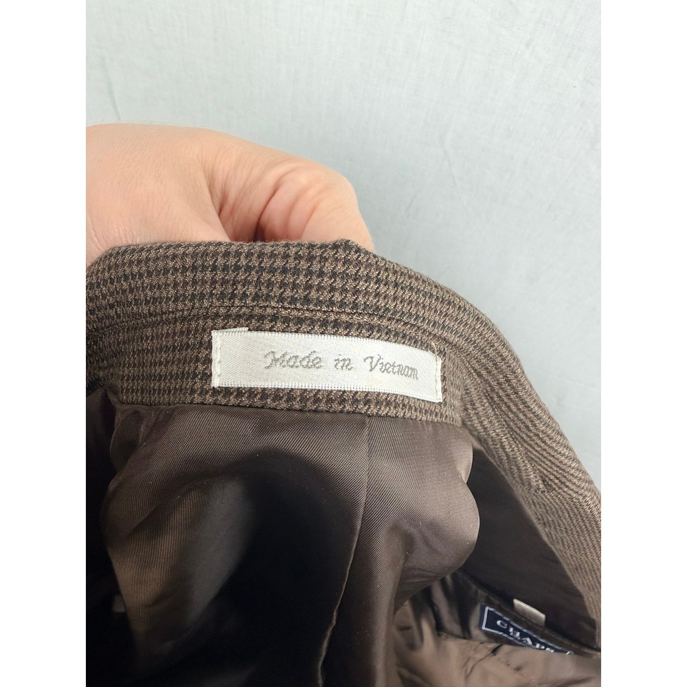 Mens Chaps 44R Brown Houndstooth Two Button Blazer Sport Coat Jacket Micro - Picture 16 of 16